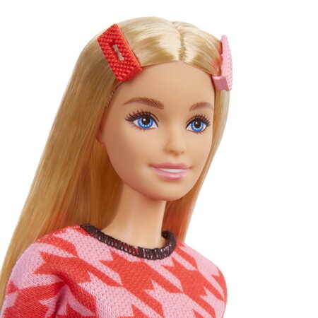 Papusa Barbie Fashionista, blonda cu tinuta casual roz, Barbie 532832