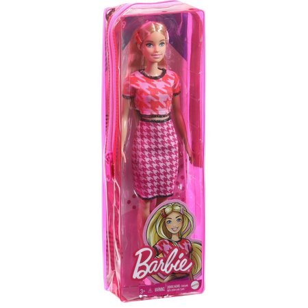 Papusa Barbie Fashionista, blonda cu tinuta casual roz, Barbie 532829