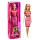 Papusa Barbie Fashionista, blonda cu tinuta casual roz, Barbie 532828