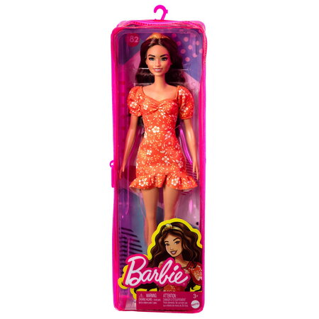 Papusa Barbie Fashionista, Bruneta cu rochie cu flori, Barbie 532839