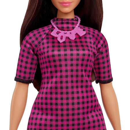 Papusa Barbie Fashionista, +3 ani, Satena cu rochie mov, Barbie 532853