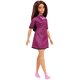 Papusa Barbie Fashionista, +3 ani, Satena cu rochie mov, Barbie 532857