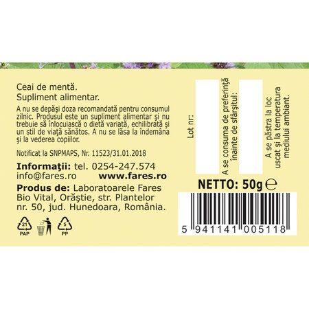Ceai de menta, 50g, Fares 720839