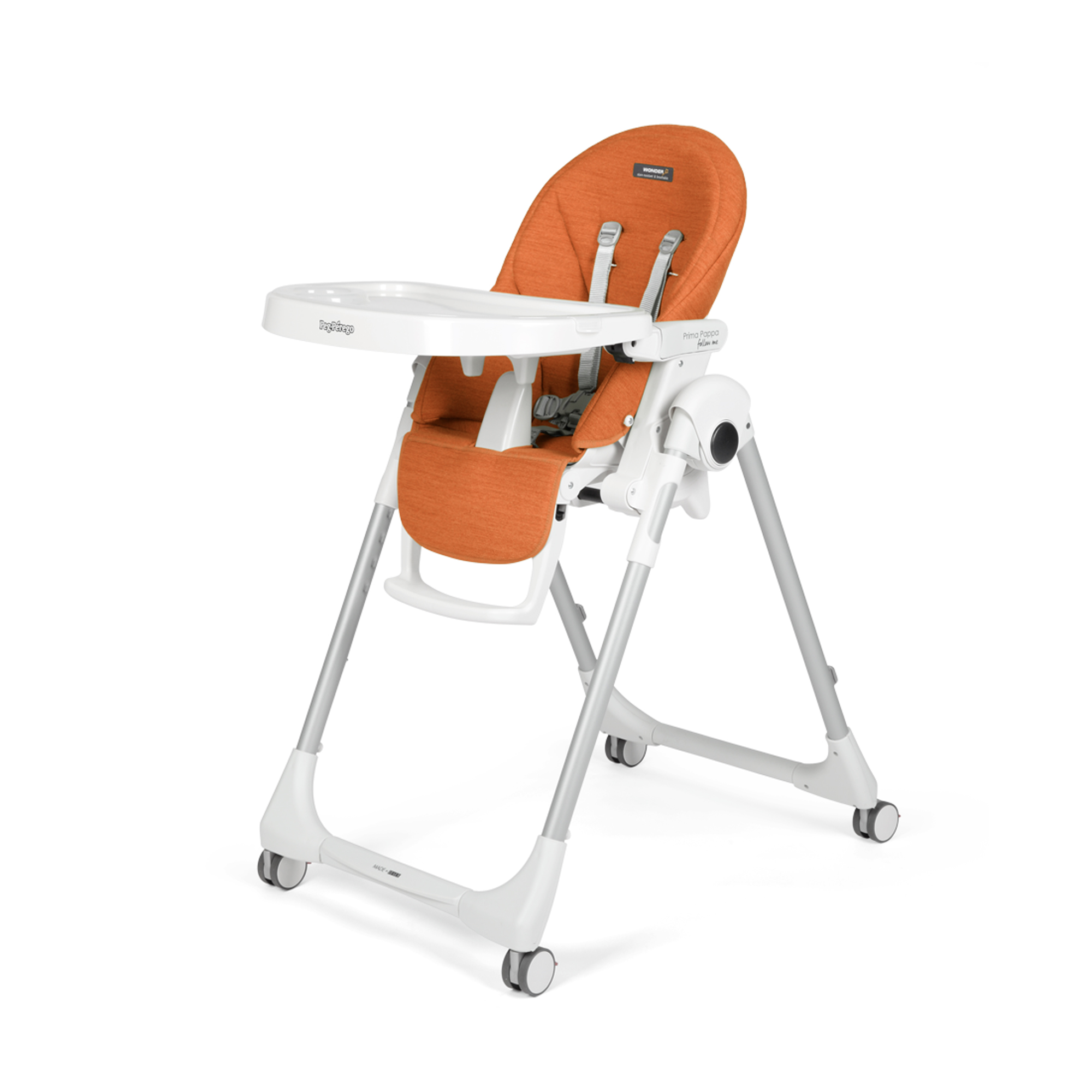 Scaun de masa 2 in 1 Prima Pappa Zero Follow Me, Wonder Orange, Peg Perego