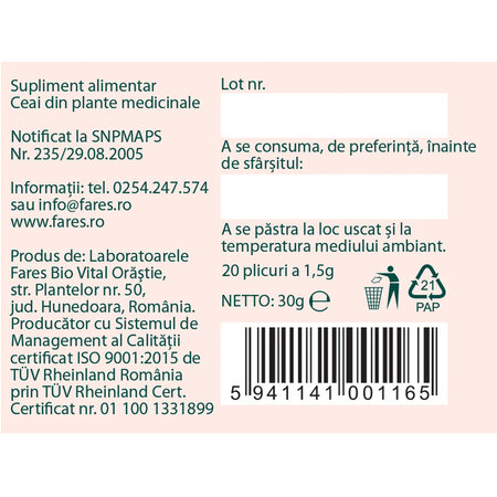 Ceai Mami si Bebe Stimularea Lactatiei, 20 plicuri, Fares 718426