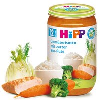 Meniu Bio Risotto cu legume si curcan, + 12 luni, 250 g, Hipp