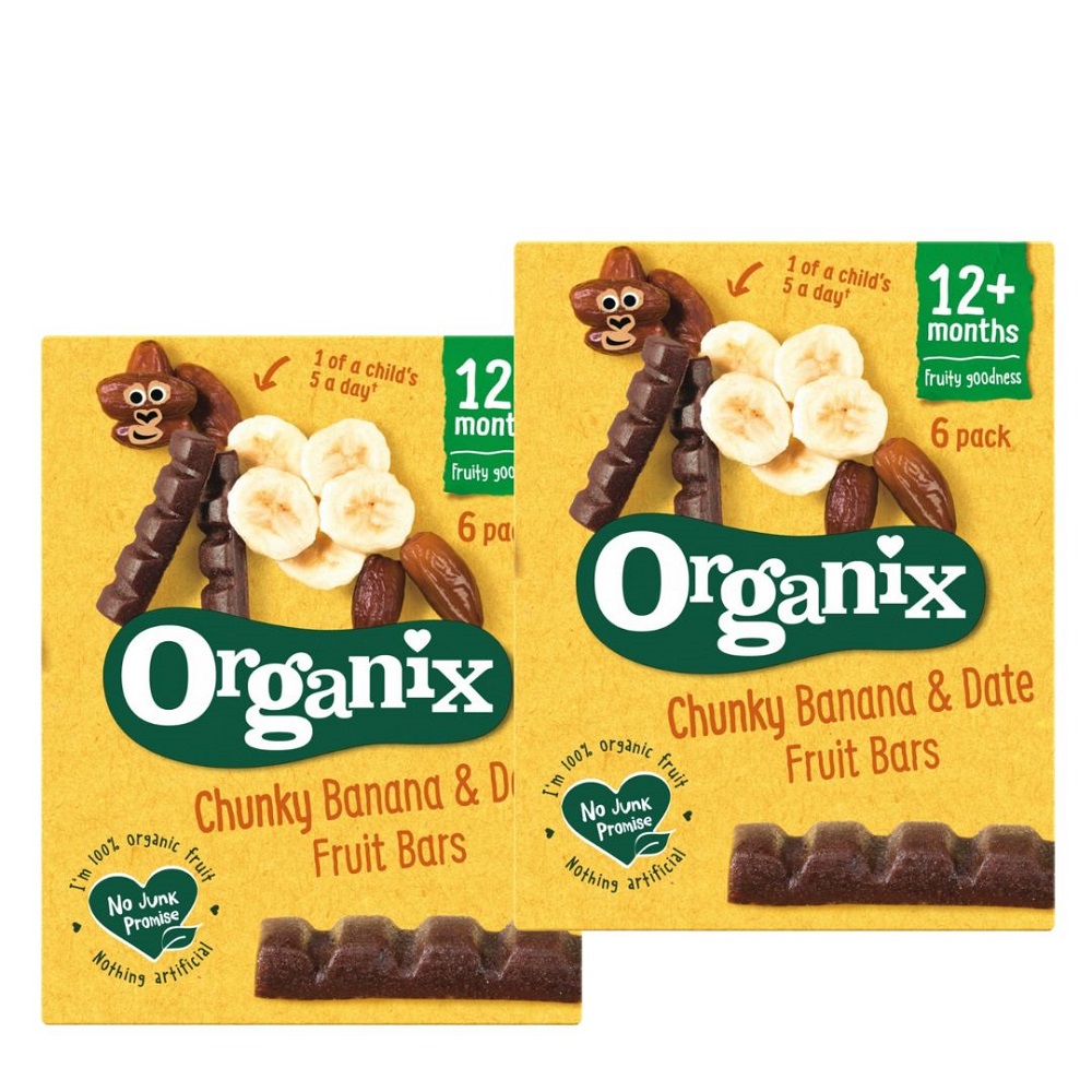 Batoane Bio din curmale si banane, + 12 luni, 12 batoane x 17 g, Organix