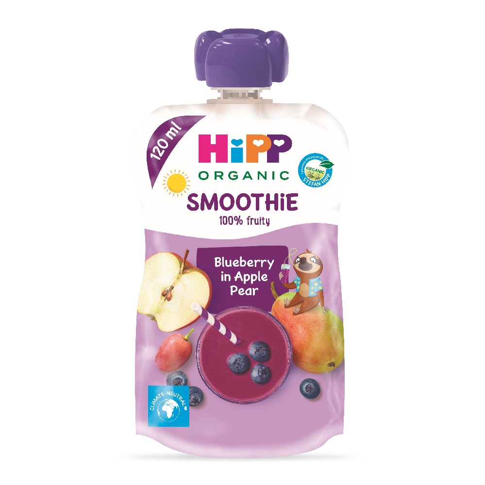 Smoothie Bio cu mere, pere si afine, 120 ml, Hipp