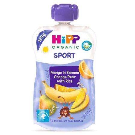 Piure Hippis Sport cu pere, mango si portocale, 120 g