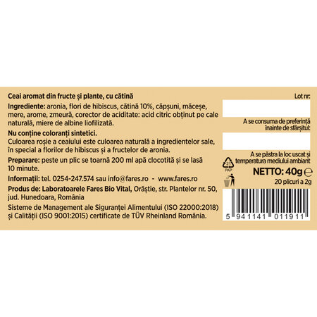 Ceai cu catina, 20 plicuri, Fares 722004