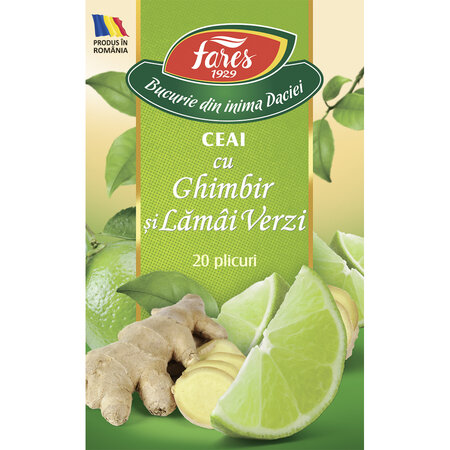Ceai de ghimbir si lamai verzi, 20 plicuri, Fares 721611