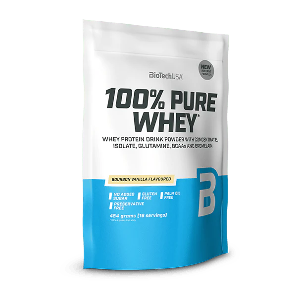 Pudra proteica 100% Pure Whey, 454g, Bourbon Vanilla, BioTech USA