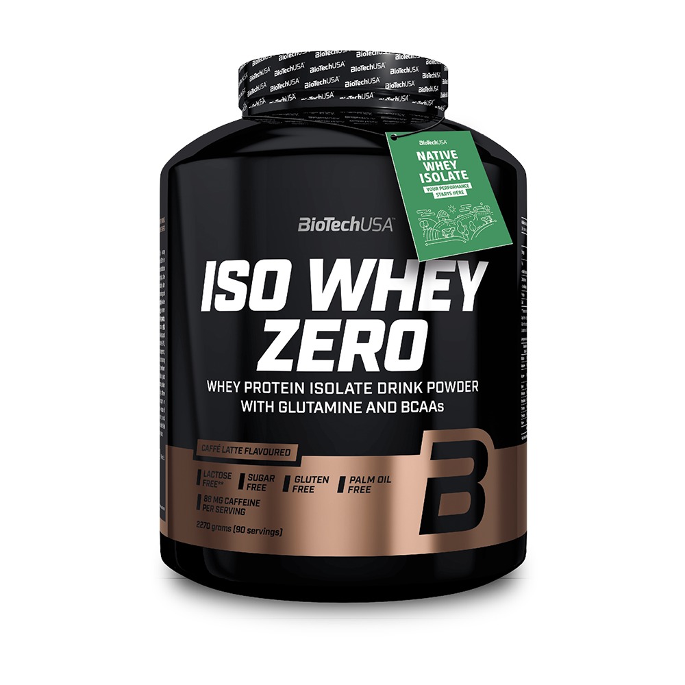 Pudra proteica cu aroma de Caffe Latte Iso Whey Zero, 2270 gr, BioTech USA