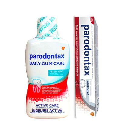 Pachet Pasta de dinti Whitening + Apa de gura Daily Gum Care Fresh Mint