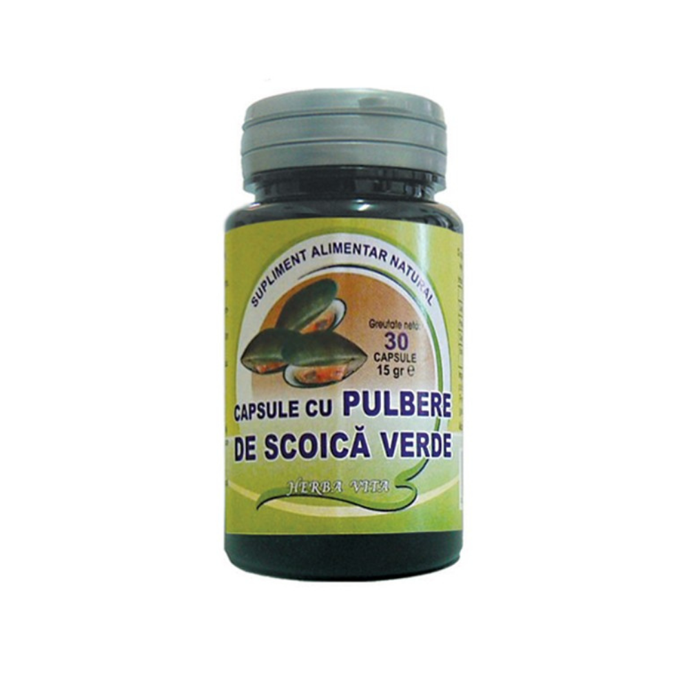 Capsule cu pulbere de scoica verde, 30 capsule, Herbal Sana