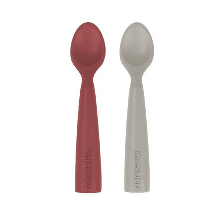 Set lingurite din silicon, Velvet Rose / Powder Grey