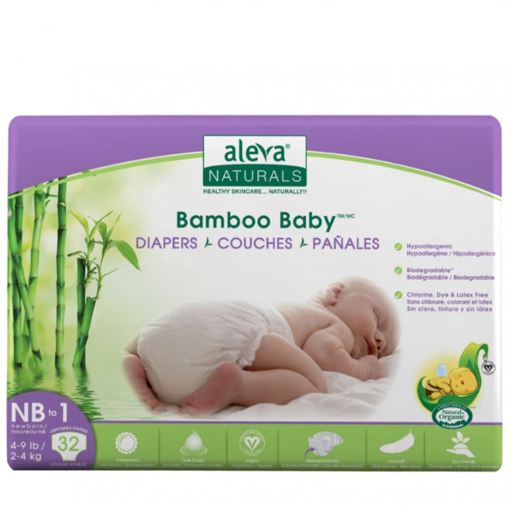 Scutec Bamboo Baby nr.1, 2-4Kg, 32 buc, Aleva Naturals