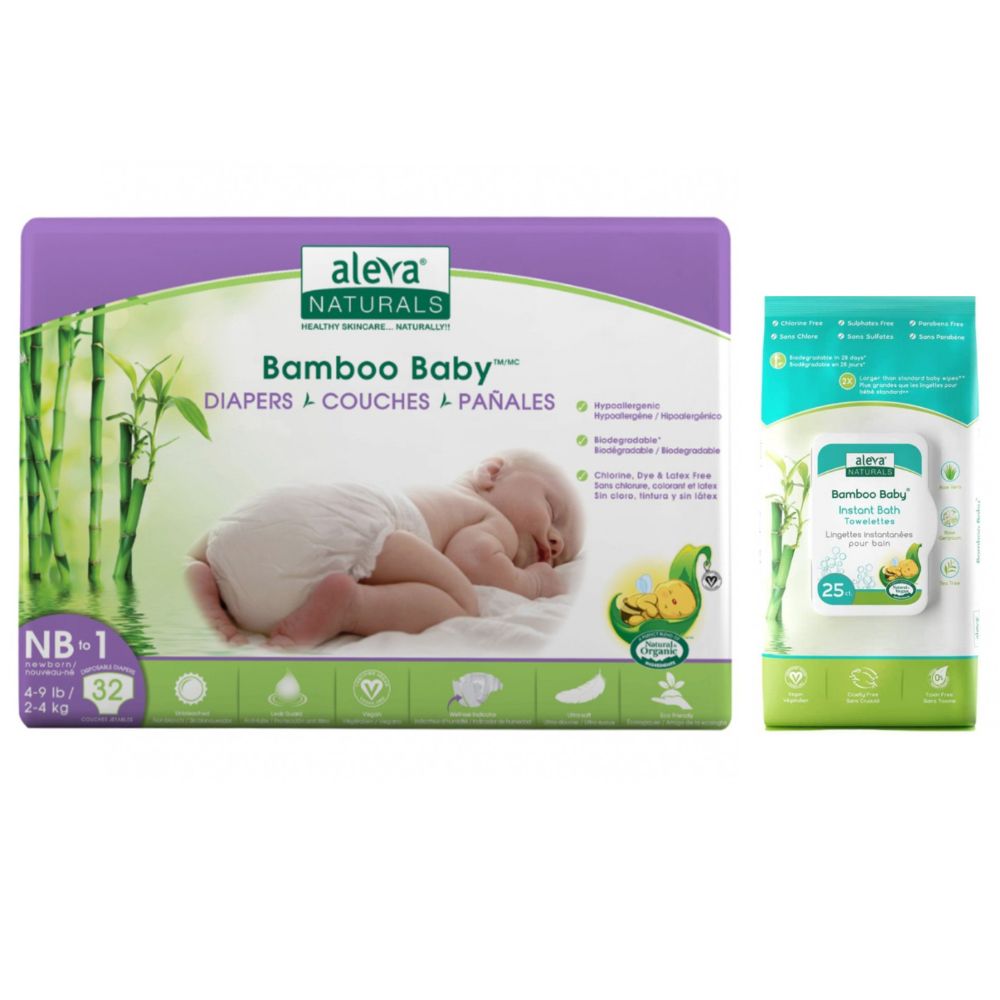 Scutec Bamboo Baby nr.1, 2-4Kg, 32 buc, Aleva Naturals