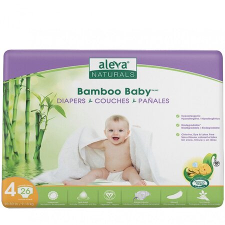 Scutec Bamboo Baby nr.4, 9-13Kg, 26 buc, Aleva Naturals 677015