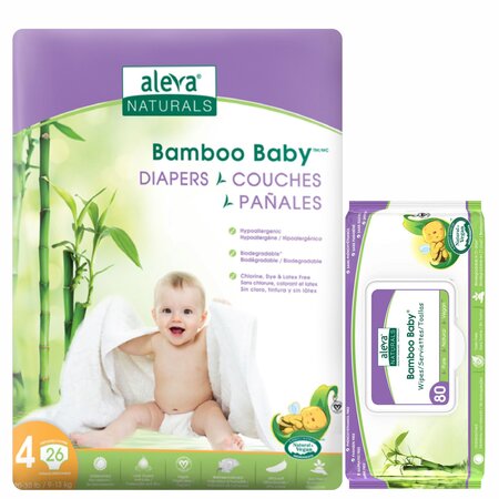 Scutec Bamboo Baby nr.4, 9-13Kg, 26 buc, Aleva Naturals