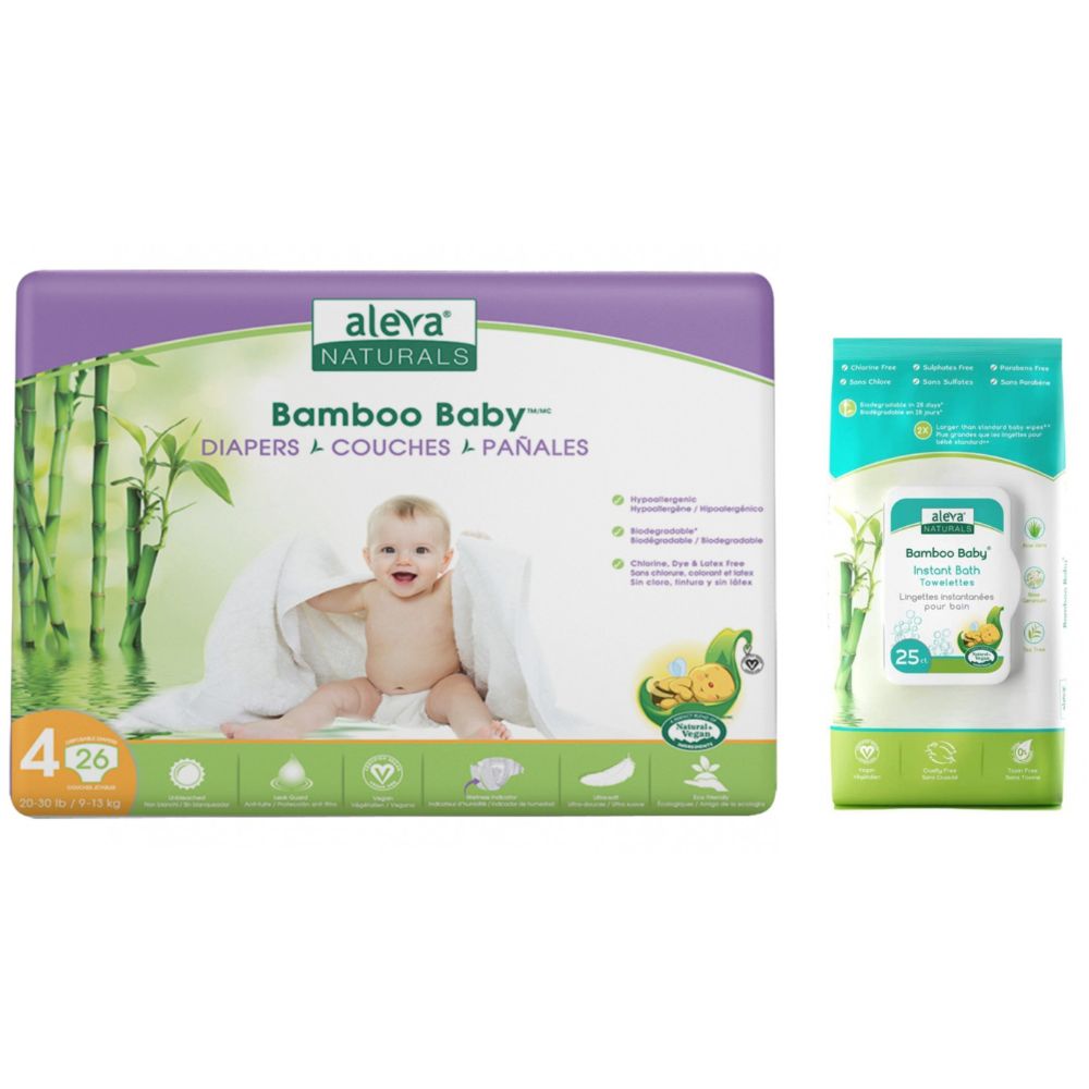 Scutec Bamboo Baby nr.4, 9-13Kg, 26 buc, Aleva Naturals