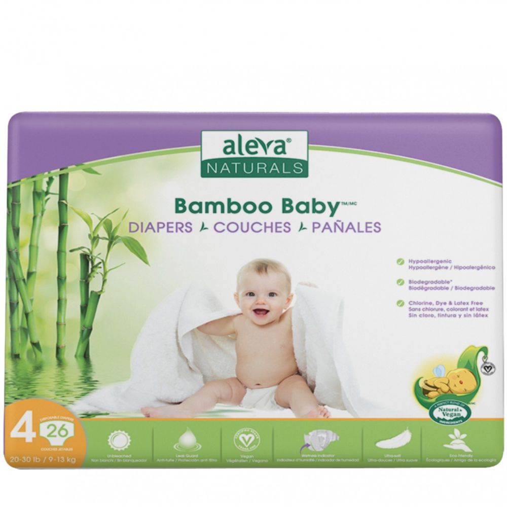 Scutec Bamboo Baby nr.4, 9-13Kg, 26 buc, Aleva Naturals