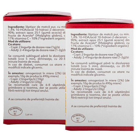 Pachet laptisor de matca pur cu vitamina C, 25 gr + 10 gr, Albina Carpatina 816950