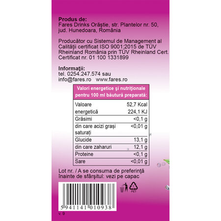 Sirop cu fructe de padure, 700 ml, Fares 721817