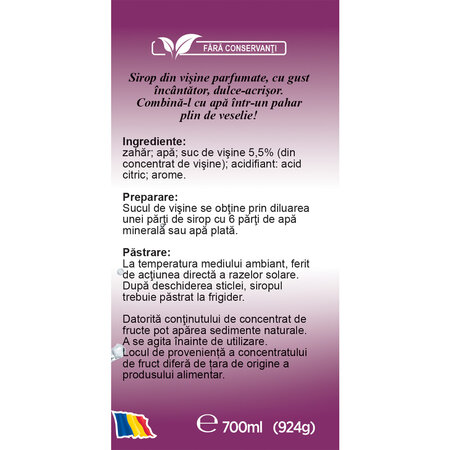 Sirop cu visine, 700 ml, Fares 721830