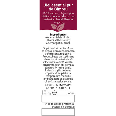 Ulei de cimbru, 10 ml, Fares 720723
