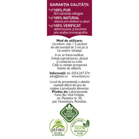 Ulei de cimbru, 10 ml, Fares 720724