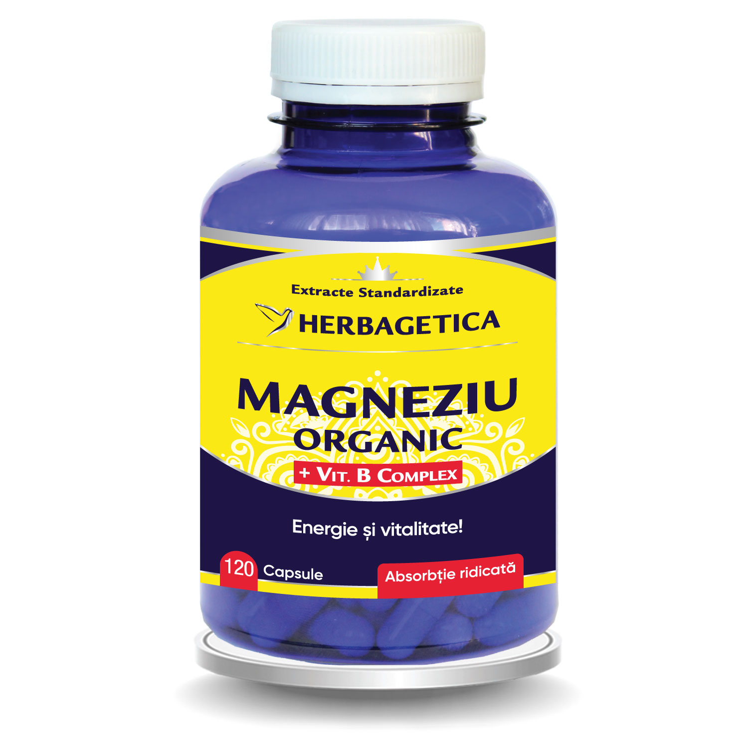 Magneziu Organic cu Vitamina B Complex, 120 capsule, Herbagetica