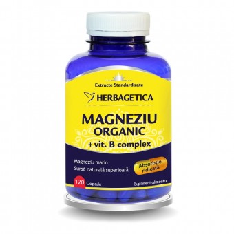 Magneziu Organic cu Vitamina B Complex, 120 capsule, Herbagetica