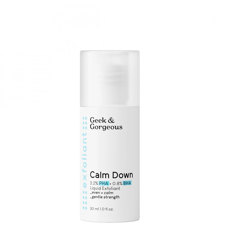Serum exfoliant Calm Down 4% AHA + BHA Liquid, 30 ml, Geek & Gorgeous