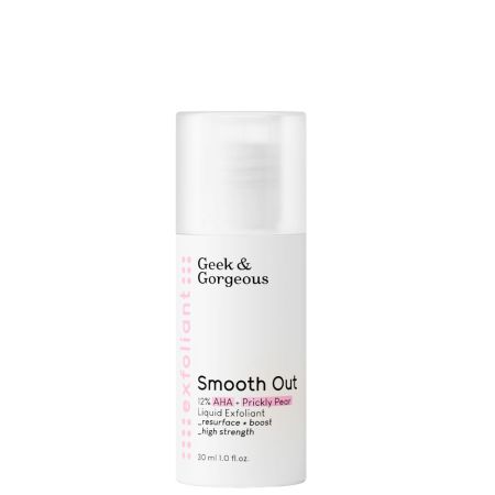 Exfoliant lichid 12% AHA + Extract de Cactus Smooth Out, 30 ml, Geek & Gorgeous