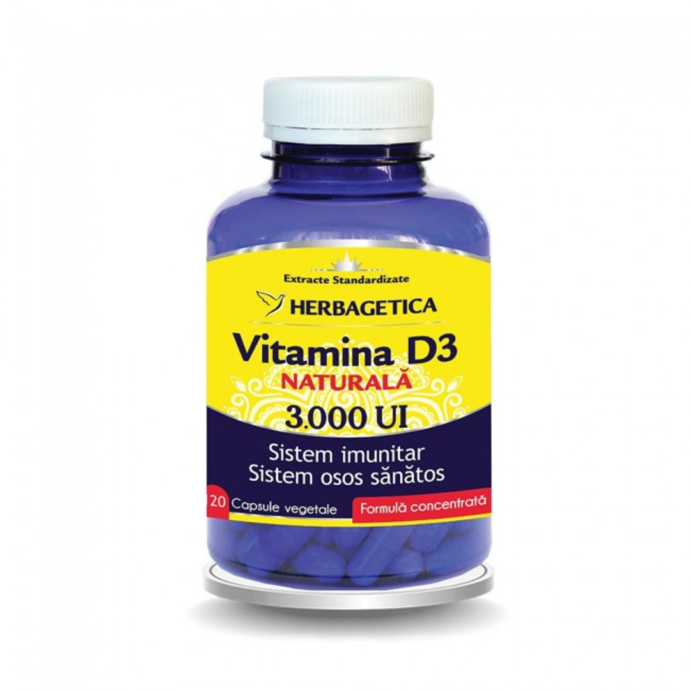 Vitamina D3 Naturala 3000 UI, 120 capsule, Herbagetica