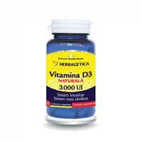 Vitamina D3 naturala 3000 UI, 60 capsule, Herbagetica