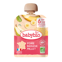 Piure Pouch de pere, banane si mei, 90 g, Babybio