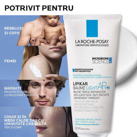 Balsam cu tripla actiune Lipikar Light AP + M, 200 ml, La roche Posay 536169