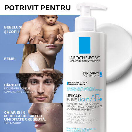 Balsam cu tripla actiune Lipikar Light AP + M, 400 ml, La Roche Posay 536178