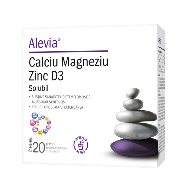 Calciu Magneziu Zinc, 20 plicuri, Alevia