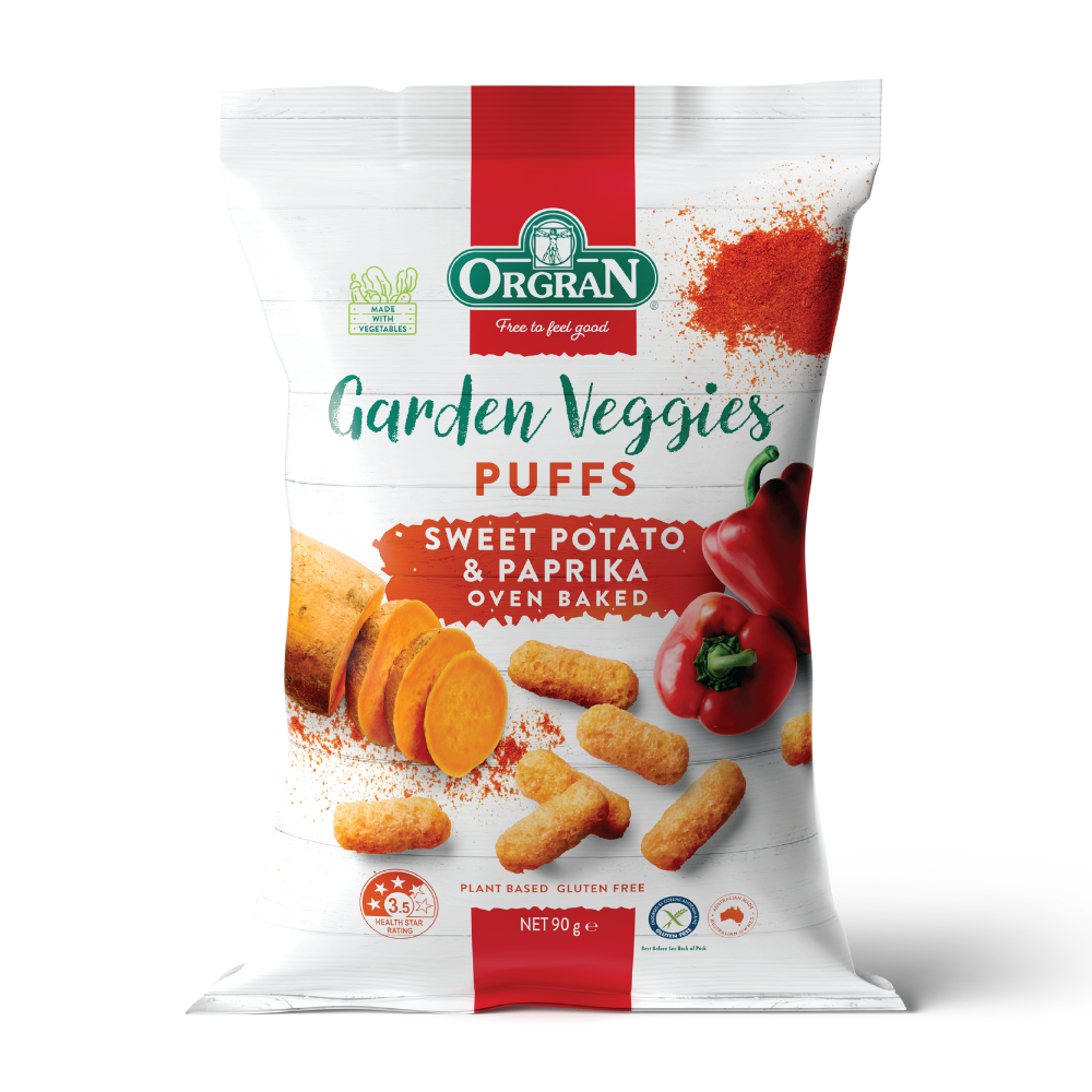 Pufuleti cu porumb dulce si paprika Veggie Garden, 90 g, Orgran