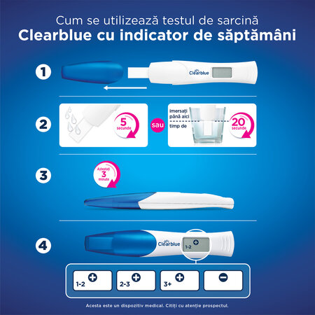 Test de sarcina cu indicator de saptamani, 1 bucata, Clearblue 766004