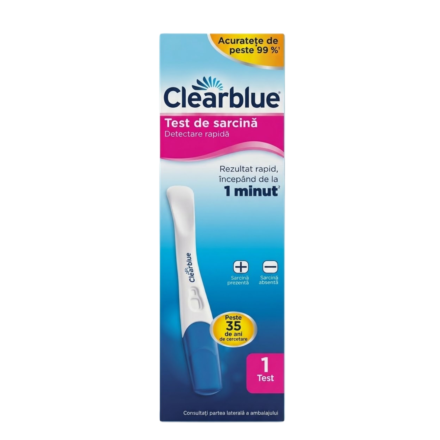 Test de sarcina cu detectare rapida, 1 bucata, Clearblue