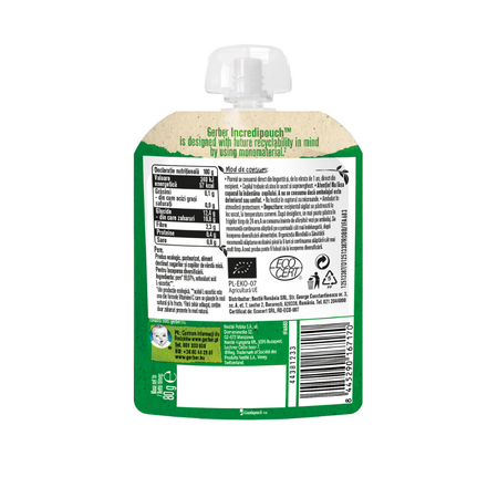 Piure bio de pere, +4 luni, 80 gr, Gerber 712174