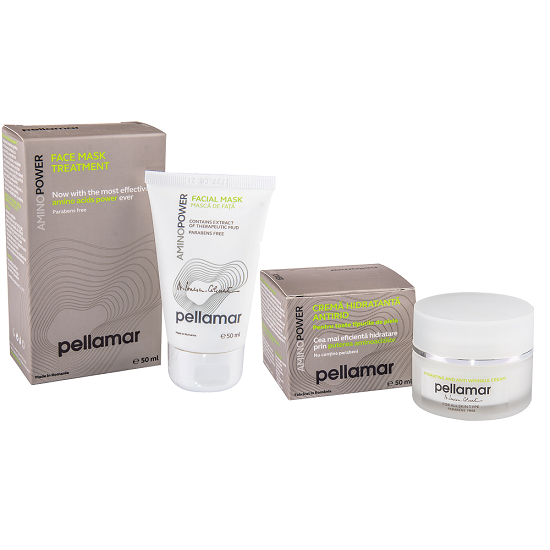 Oferta pachet, Aminopower, Crema hidratanta antirid 50 ml si Masca de fata tratament intensiv 50 ml, Pellamar