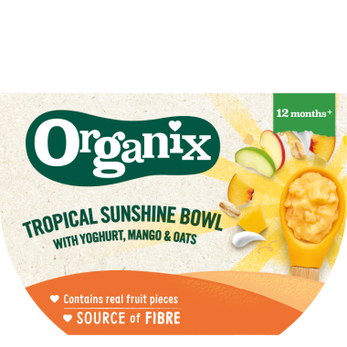 Piure cu iaurt, mango si ovaz Tropical Sunshine, 12 luni+, 120g, Organix