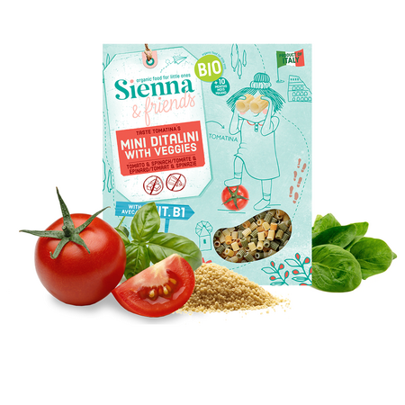 Paste Bio mini ditalini cu rosii si spanac