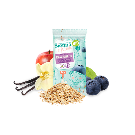 Snack raw vegan Bio cu afine si vanilie, 3 ani
