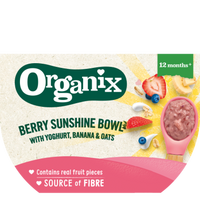 Piure cu fructe de padure, iaurt, banana si ovaz Berry Sunshine, 12 luni+, 120 g, Organix